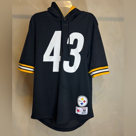 Mitchell & Ness Pittsburgh Steelers Troy Polamalu Black Mesh Hoodie T-Shirt|Sz:M - Picture 4 of 16